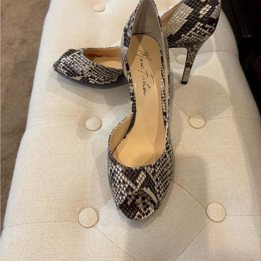 Marc Fisher Black and White Checkered Heels